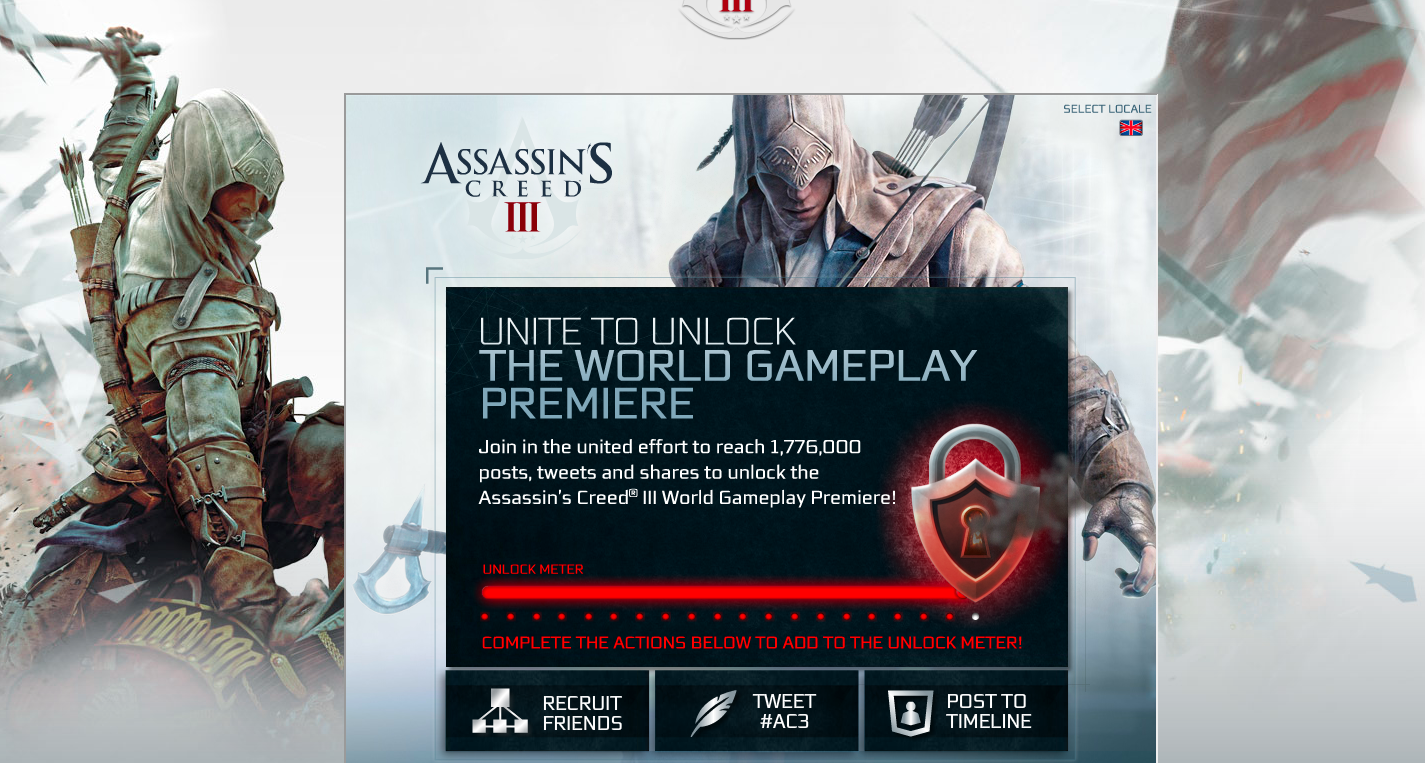 Unite To Unlock Assassin’s Creed 3 Gameplay Footage 95% DONE!!